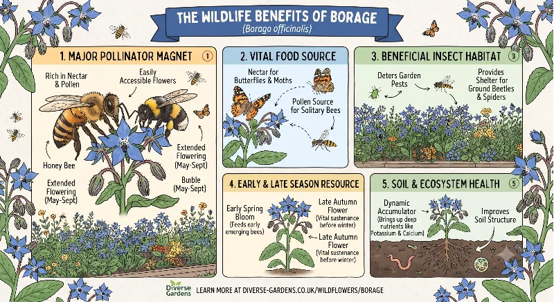 Infographic on the benefits of borage for wildlife