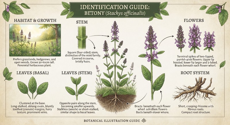 An infographic on how to identify betony