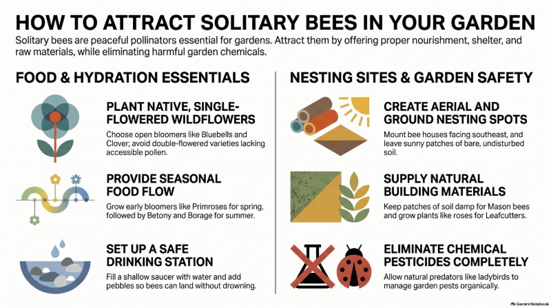 Infographic on attracting solitary bees into you garden