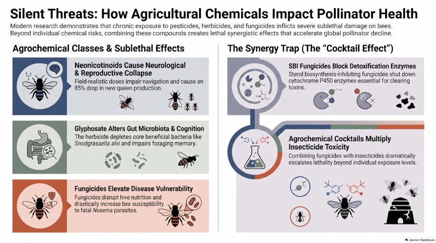The adverse effects of chemicals on bees and pollinators